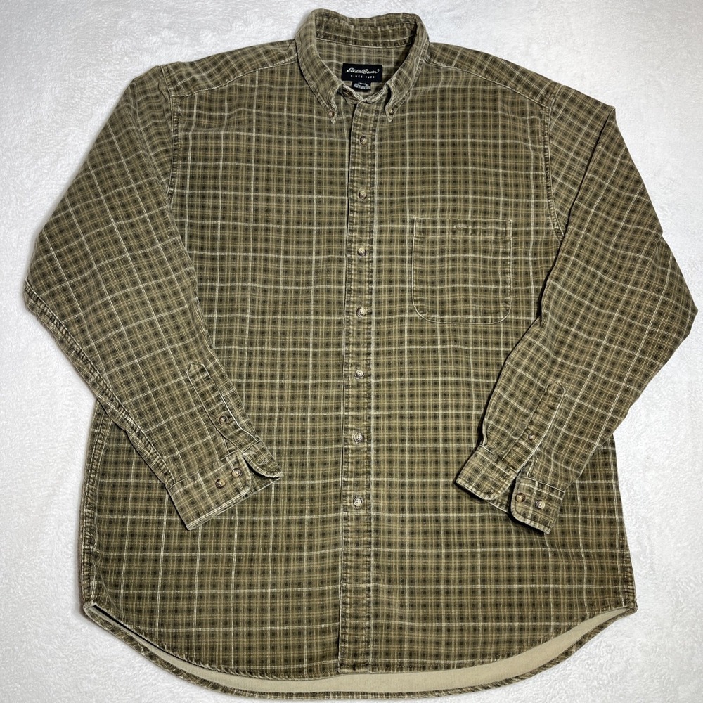Eddie Bauer Plaid Flannel Shirt Men's XL Tall Ultralong 80's Black Label Vintage